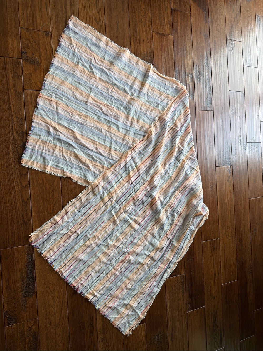 J. Jill Lightweight Striped Scarf in Peach, Light Blue, Cream